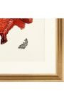 Rechthoekige gravure met koraal en gouden kader - 50 cm x 40 cm - Model 3