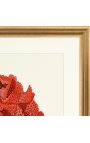 Pravouhlá rytina s koralovým a zlatým rámom - 50 cm x 40 cm - Model 3