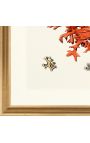 Rechthoekige gravure met koraal en gouden kader - 50 cm x 40 cm - Model 4