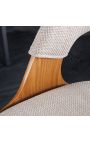 Scaun de bar de design "Bale" lemn de cenușă și țesături beige texturate