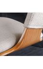 Chaise de bar design "Bale" en frêne et tissu texturé beige