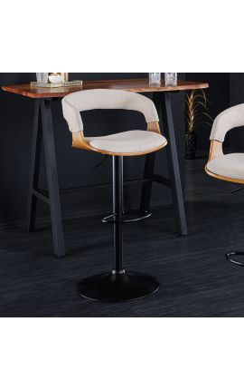 Καρέκλα μπαρ σχεδιασμού &quot;Μπέιλ&quot; ξύλο από τέφρα και κλωστοειδές μπεζικό ύφασμα