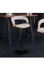 Design bar stoel "Balken" aashout en beige textuurstof