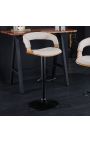 Дизайнерски стол за бар "Бале" дърво от пепел и бежова тъкан с текстура