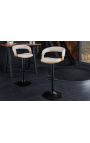 Designová barová židle "Bale" popelové dřevo a texturovaná béžová látka