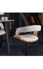Καρέκλα μπαρ σχεδιασμού "Μπέιλ" ξύλο από τέφρα και κλωστοειδές μπεζικό ύφασμα