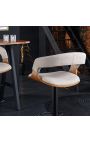 Scaun de bar de design "Bale" lemn de cenușă și țesături beige texturate