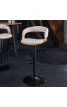 Design bar szék Bale ash fa és texturált bézs szövet