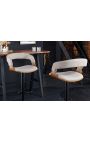Cadira de la barra de disseny "Bale" fusta de cendra i teixit beix texturat