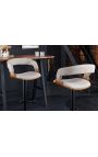 Design bar stoel "Balken" aashout en beige textuurstof