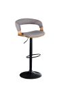 Design bar chair "Bale" ash wood and textured grey fabric