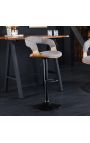 Dizajnski barni stol "Bale" drevo iz pepela in teksturirana siva tkanina