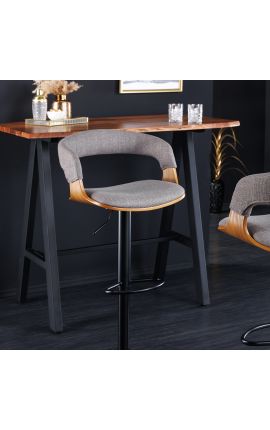 Chaise de bar design &quot;Bale&quot; en frêne et tissu texturé gris