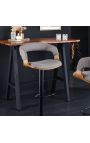 Chaise de bar design "Bale" en frêne et tissu texturé gris