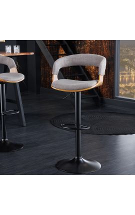 Дизайн бар стул "Bale" пепельная древесина и текстурированная серая ткань