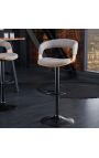 Design bar chair "Bale" ash wood and textured grey fabric