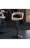 Design bar szék Bale ash wood és texturált szürke szövet