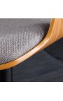 Design bar chair "Bale" ash wood and textured grey fabric