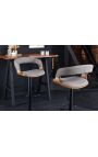Design bar chair "Bale" ash wood and textured grey fabric