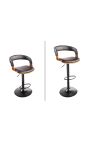 Design bar chair "Bale" walnut and black leatherette
