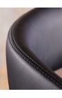 Καρέκλα μπαρ σχεδιασμού "Μπέιλ" καρύδια και μαύρο δέρμα