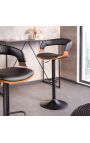 Design bar chair "Bale" walnut and black leatherette