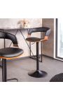 Dizajn bar stoličky "Baleón" orech a čiernou kožou