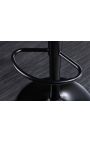 Chaise de bar design "Bale" en noyer et tissu simili cuir noir