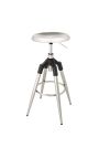 Industrial metal style bar stool silver, rotative and height-adjustable