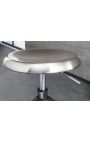 Stříbrné barové stoličky v průmyslovém kovovém stylu, otáčející se a nastavitelné ve výšce