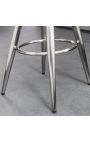 Tabouret de bar de style industriel en métal argenté, rotatif et réglable en hauteur