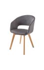 Conjunto de 2 cadeiras de jantar "Madrid" design em veludo cinzento