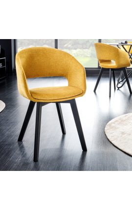 Juego de 2 sillas de comedor "Youkina" diseño en tejido de mostaza amarilla