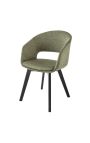 Set of 2 dining chairs "Youkina" design in green fabric