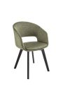 Ensemble de 2 chaises de repas "Youkina" design en tissu vert