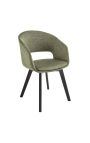 Set of 2 dining chairs "Youkina" design in green fabric