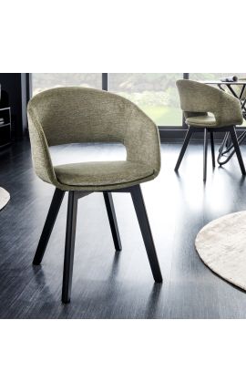 Ensemble de 2 chaises de repas "Youkina" design en tissu vert