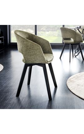 Ensemble de 2 chaises de repas &quot;Youkina&quot; design en tissu vert