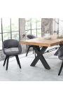 Ensemble de 2 chaises de repas "Youkina" design en tissu suédé gris