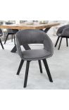 Set di 2 sedie da pranzo Youkina design in tessuto pelle scamosciata grigio