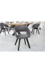 Set of 2 dining chairs "Youkina" design in grey suede fabric
