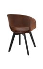 Set of 2 dining chairs "Youkina" design in suede chocolate fabric