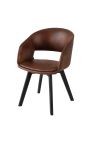 Set of 2 dining chairs "Youkina" design in suede chocolate fabric