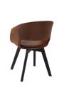 Set of 2 dining chairs "Youkina" design in suede chocolate fabric