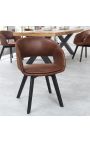 Комплект от 2 трапезни стола "Юкина" дизайн от кадифена шоколадова тъкан