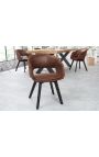 Conjunto de 2 cadeiras de jantar "Youkina" design em tecido de chocolate de camurça