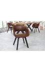 Set van 2 eetstoelen "Youkina" ontwerp in suede chocolade stof