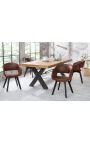 Set of 2 dining chairs "Youkina" design in suede chocolate fabric