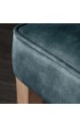 Ensemble de 2 chaises bleu pétrole et bois naturel avec anneau dans le dos