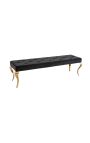 Banc pla barroc modern en vellut negre i acer inoxidable daurat